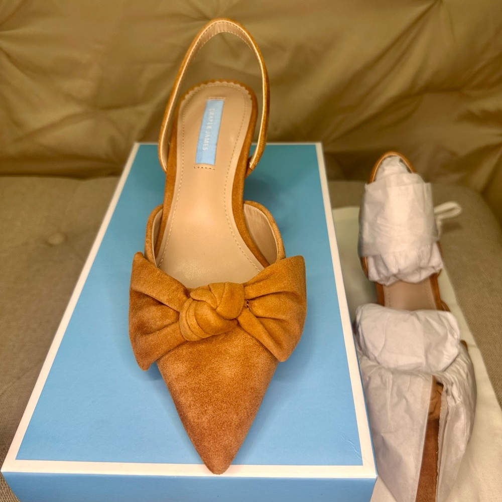 🆕 DRAPER JAMES Tess Slingback heels in brown suede | 🆓 FREE SHIP!